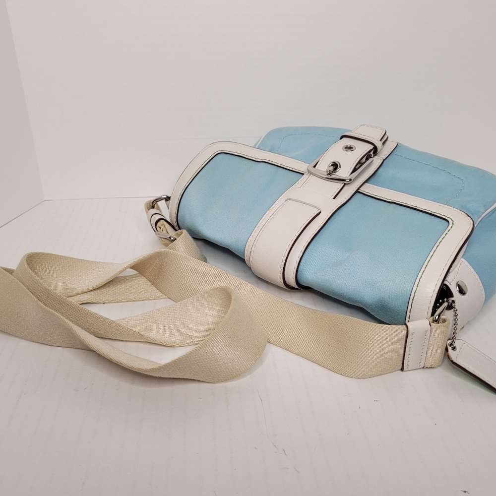 Coach Hampton Blue Soho Twill/Leather Shoulder Bag M0669-P10707 - Picture 6 of 13